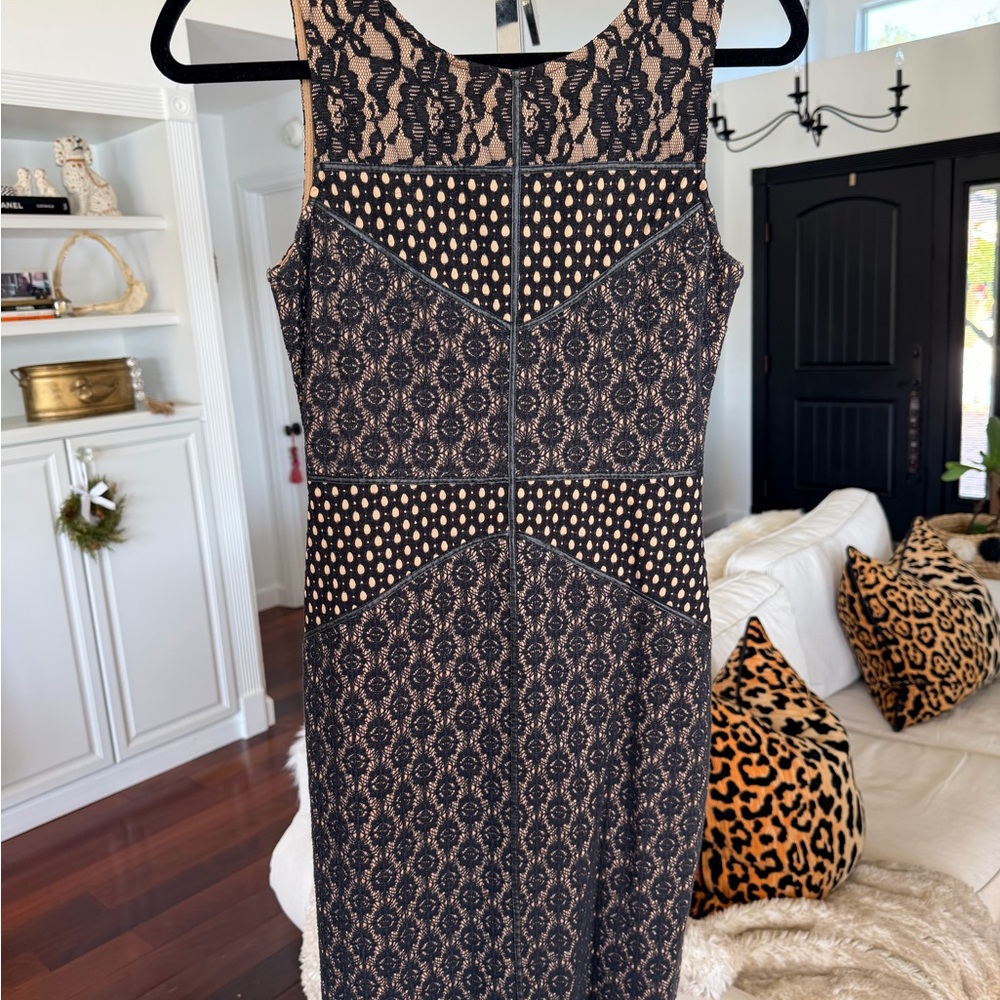 Forever 21 Black and Tan Lace Midi Dress